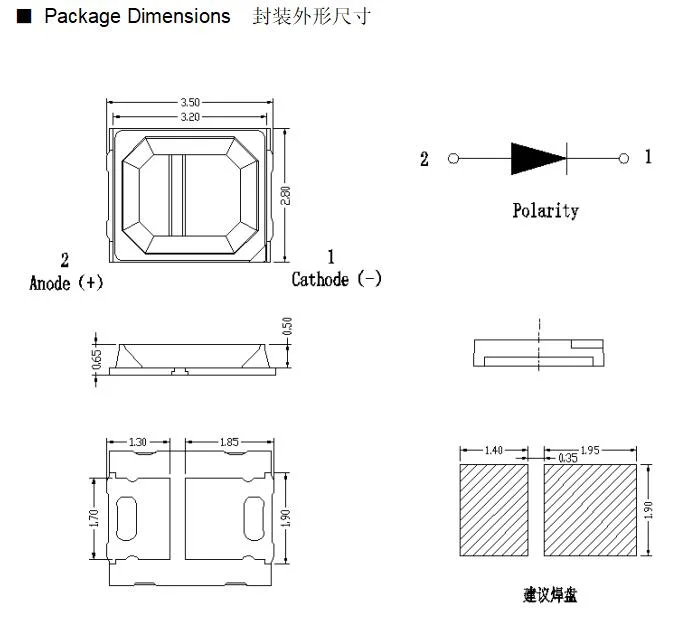 0.2W 0.5W 1W 2835 IR SMD LED Chip 730nn 850nm 940nm